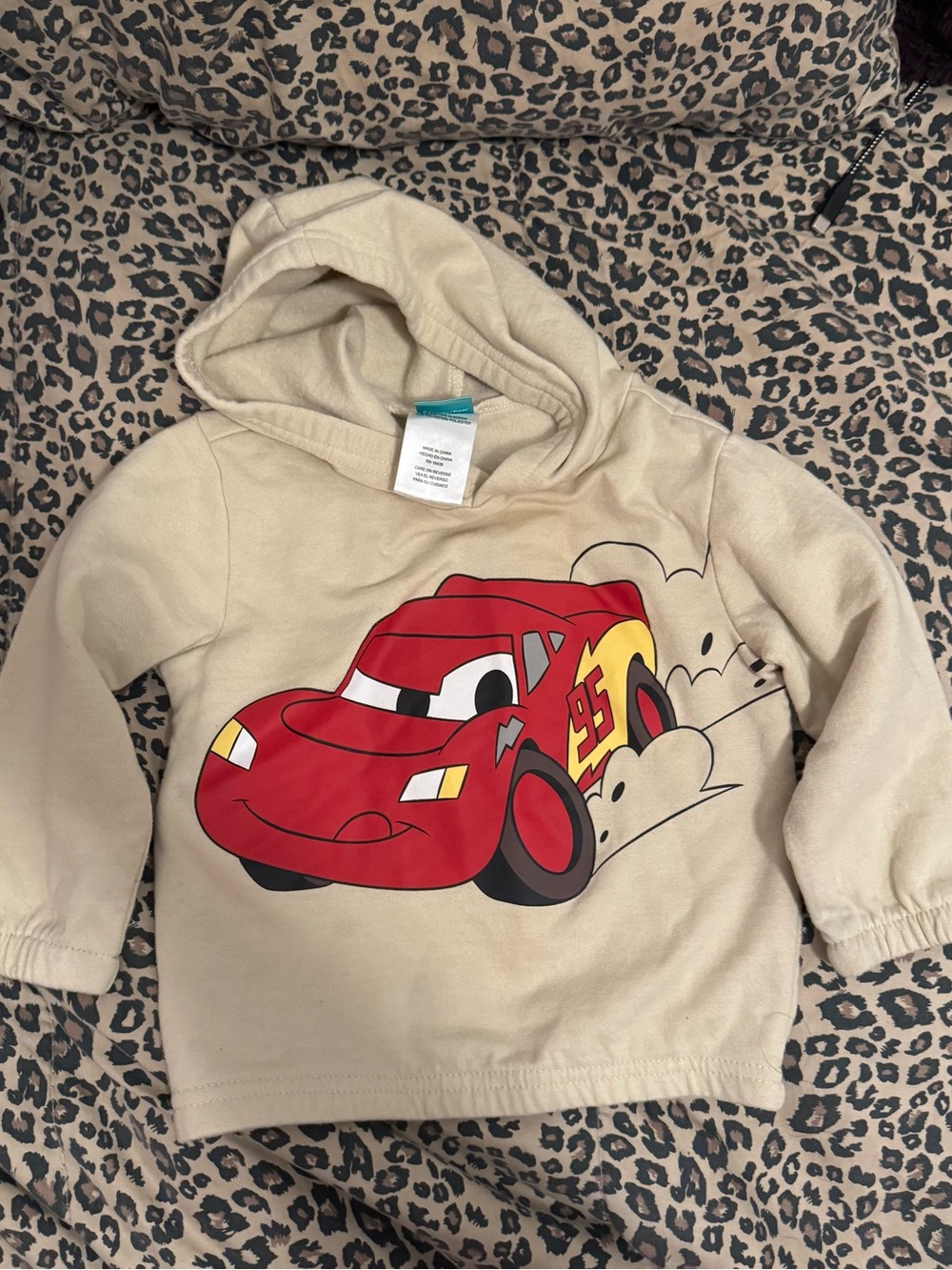 Kids Red Race Car Hooded Sweatshirt - Lightning 95 Graphic